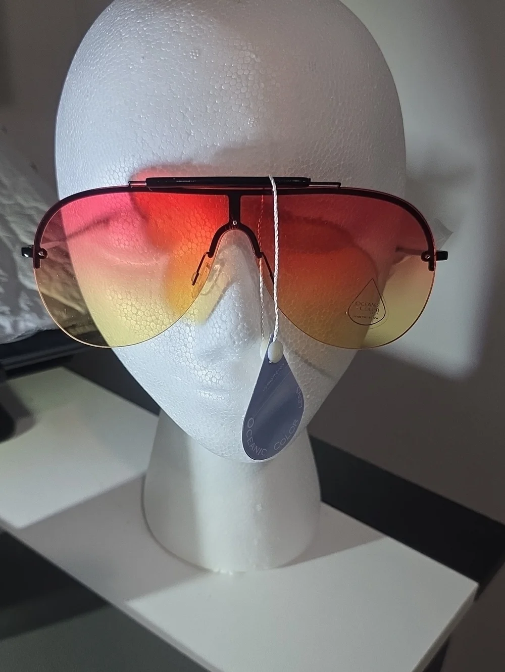 Gradient Shield Sunglasses - Red/Orange/Yellow Tint